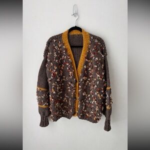 Knit Me Handmade Chunky Confetti Knit Cardigan Oversized Boho Sweater
